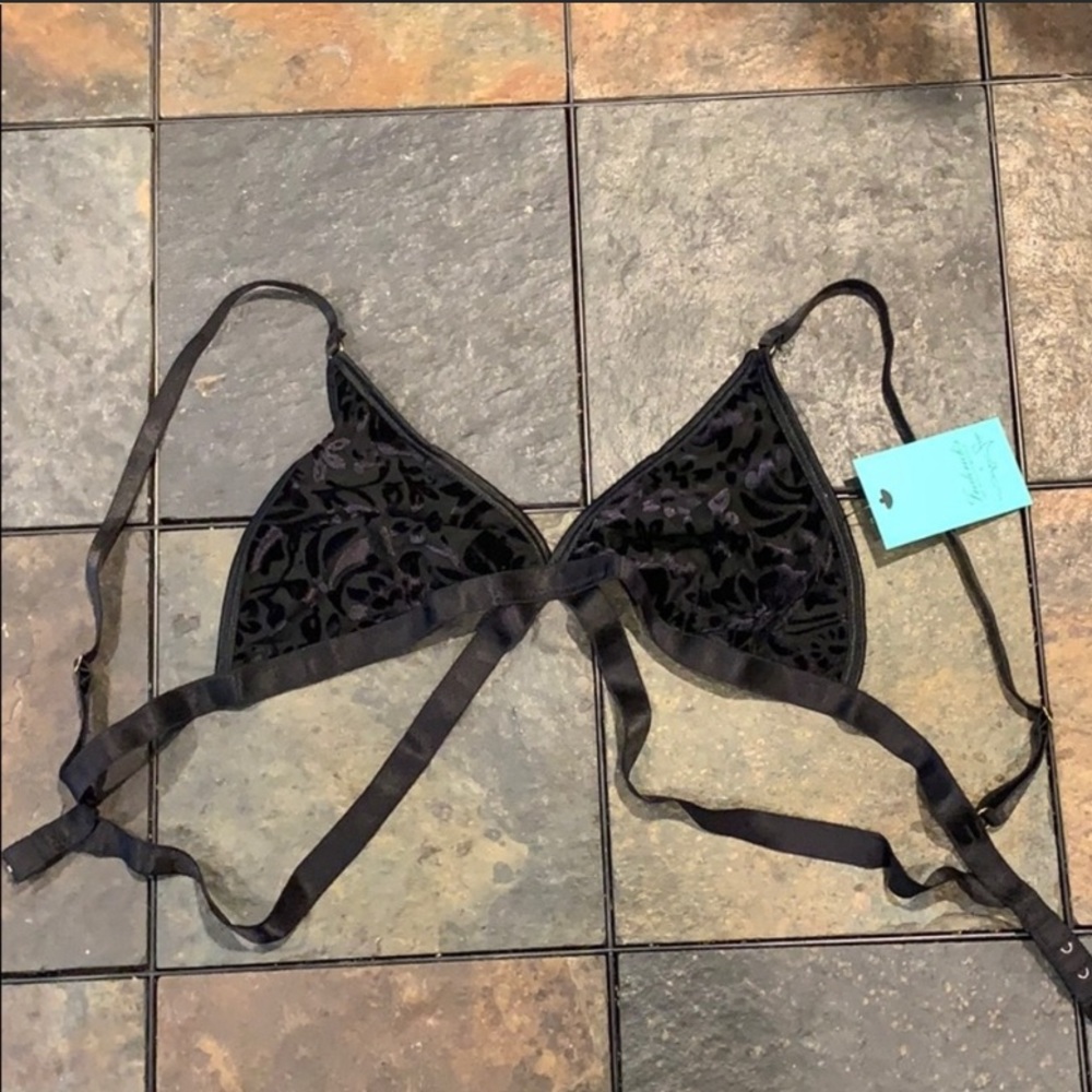 Fredericks of Hollywood black velvet bralette